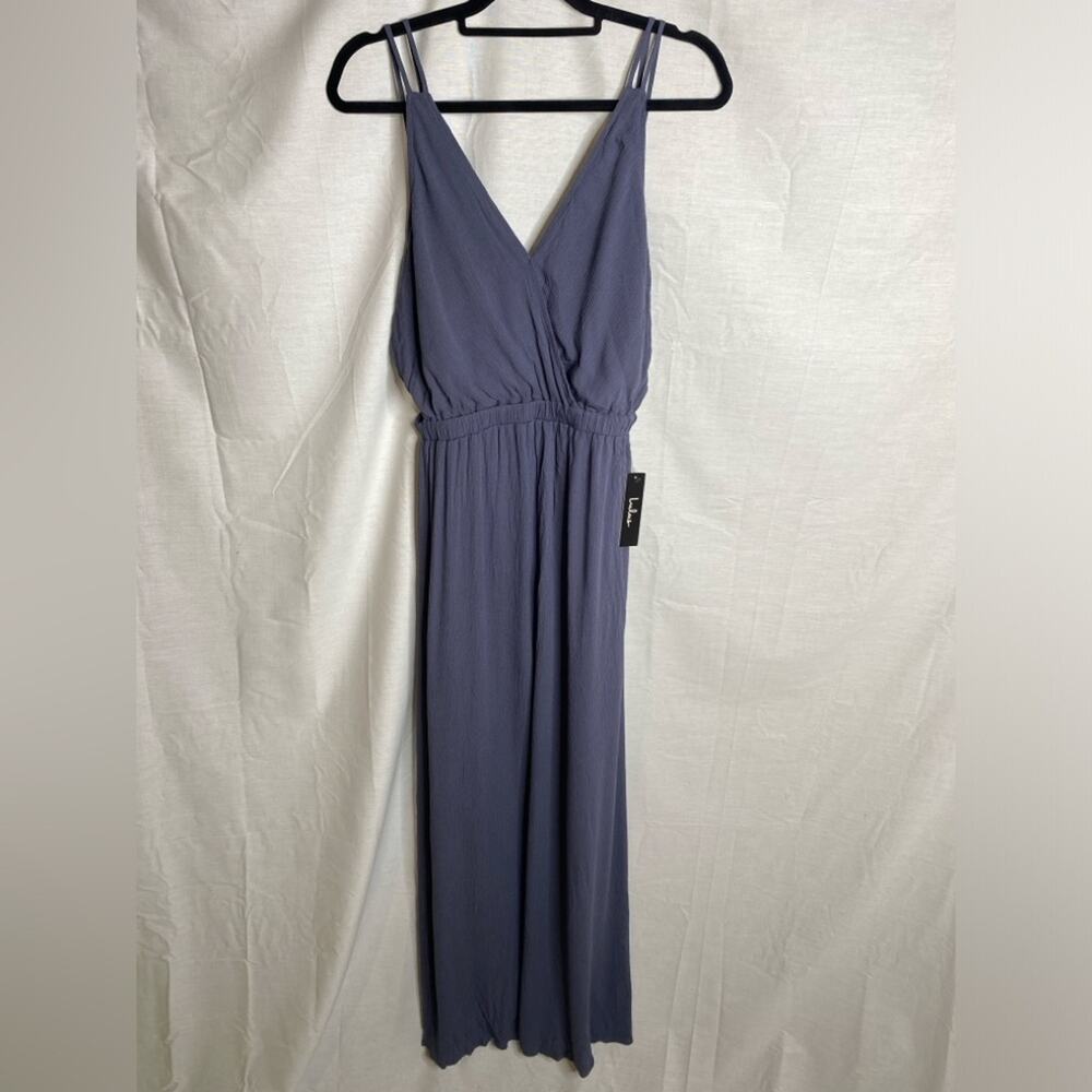Lulu's Lost In Paradise Navy Blue Maxi‎ Dress brand new open back strappy large - Picture 3 of 8